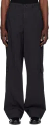 Dries Van Noten Navy Loose Overdyed Cargo Pants In Navy 509