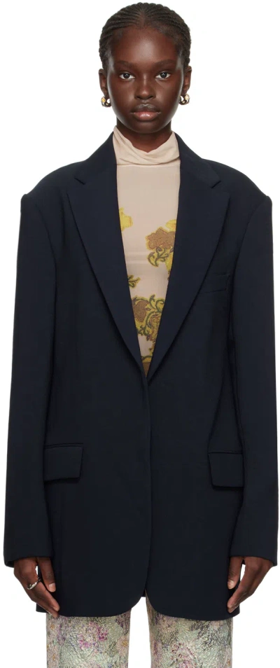 Dries Van Noten Navy Open Front Blazer In 509 Navy
