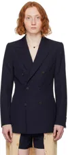Dries Van Noten Navy Peaked Blazer In 509 Navy