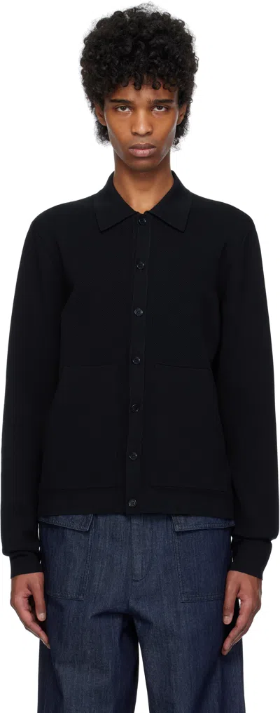 Dries Van Noten Navy Piqué & Jersey Cardigan In 509 Navy