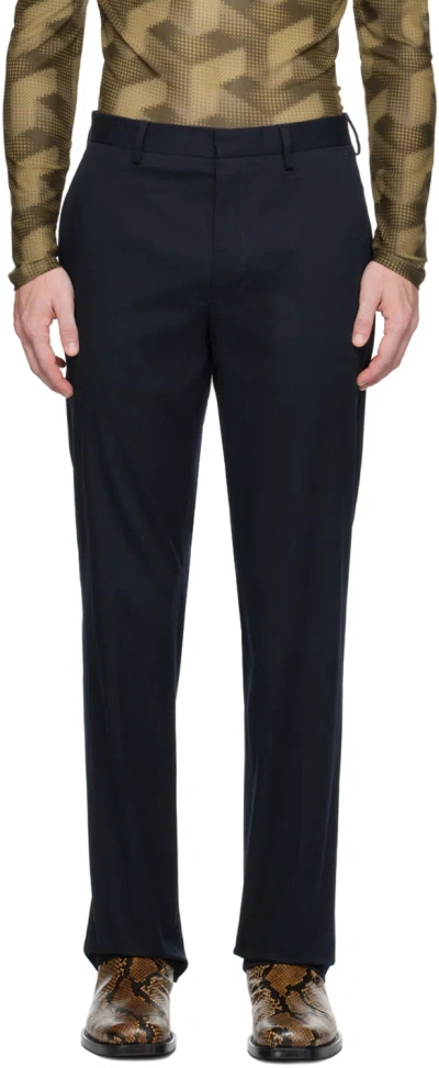 Dries Van Noten Navy Pleat Trousers In 509 Navy