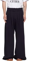 Dries Van Noten Navy Pleated Sweatpants In 509 Navy