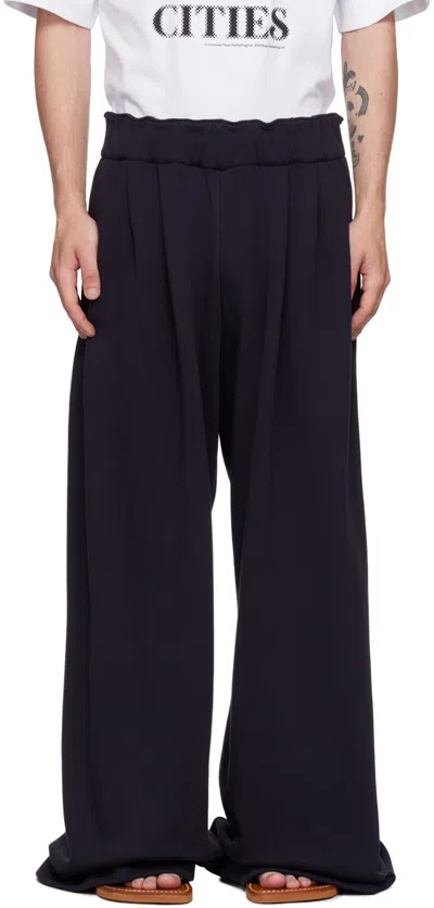 Dries Van Noten Navy Pleated Sweatpants In 509 Navy