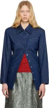 Dries Van Noten Navy Press-stud Denim Jacket In 504 Blue