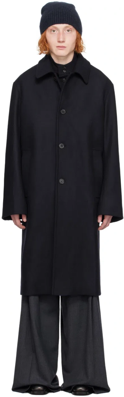 Dries Van Noten Navy Single-breasted Coat In 509 Navy