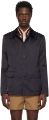 Dries Van Noten Navy Spread Collar Jacket In 509 Navy