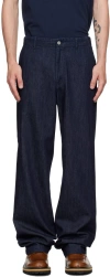 DRIES VAN NOTEN NAVY STRAIGHT-LEG JEANS