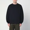 Dries Van Noten Navy Blue Sweatshirt With Zip Detail In Blue