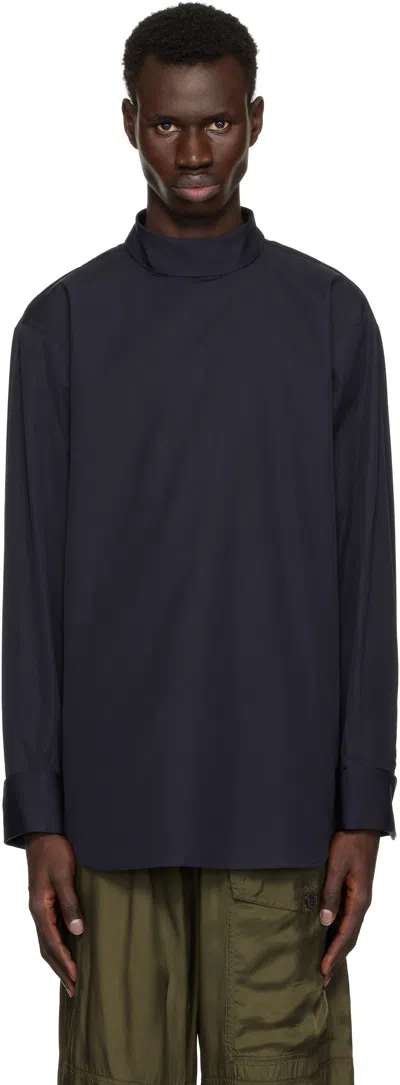 Dries Van Noten Navy Turtleneck Shirt In 511 Midnight