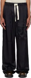 Dries Van Noten Navy Viscose Drawstring Cargo Pants In 509 Navy
