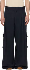 Dries Van Noten Navy-blue Wool Tris Pants In 509 Navy