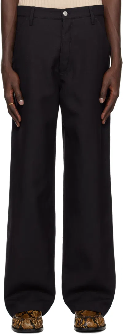 Dries Van Noten Navy Wool & Linen Trousers In 509 Navy