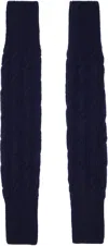 Dries Van Noten Navy Wool Arm Warmers In Blue