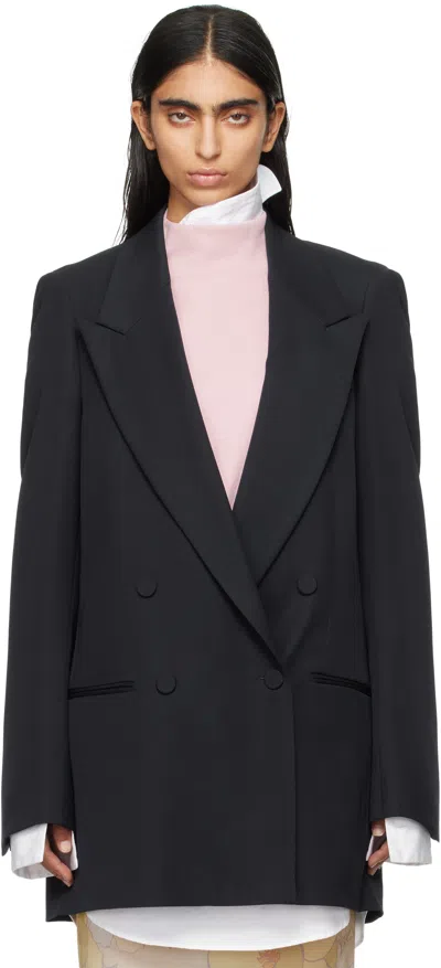 Dries Van Noten Blue Navy Double Breasted Boxy Blazer