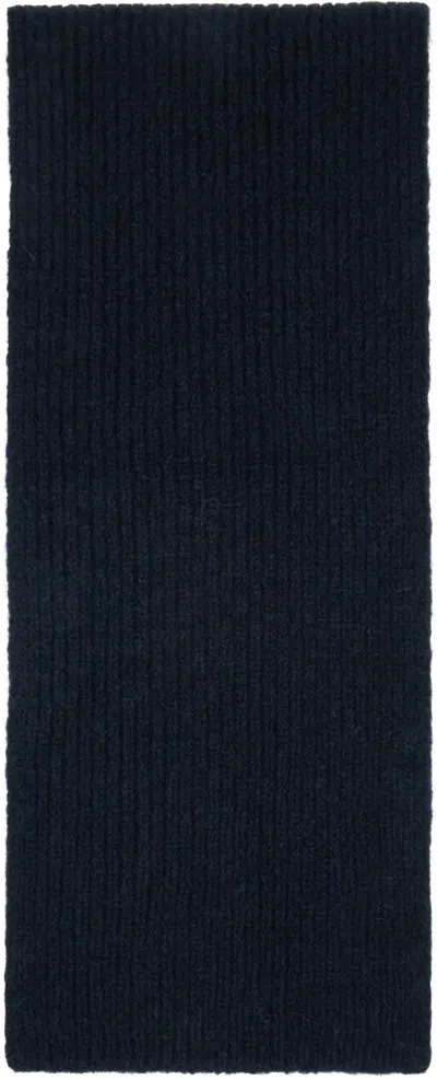 Dries Van Noten Navy Wool Scarf In Blue