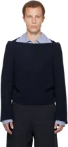 Dries Van Noten Navy Wool Shirt In Blue