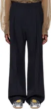 Dries Van Noten Navy Wool Straight Trousers In 509 Navy