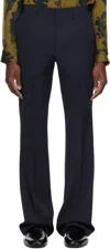 Dries Van Noten Navy Wool Trousers In 509 Navy