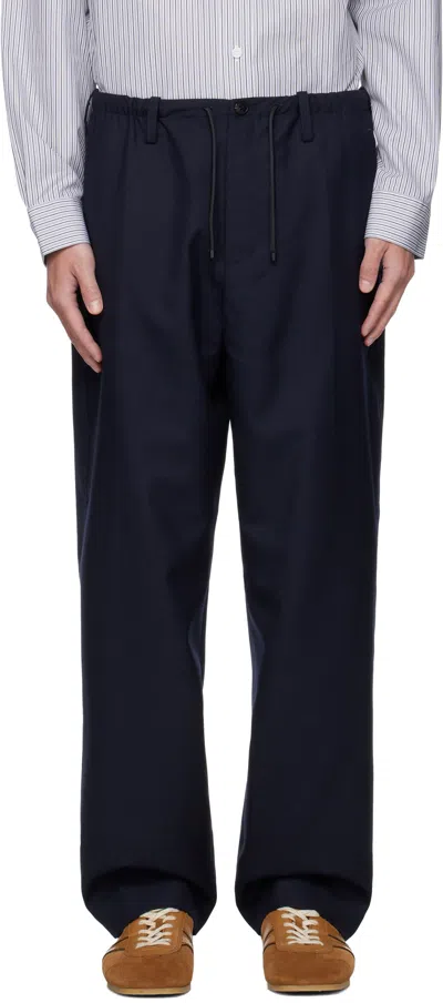 Dries Van Noten Navy Wool Trousers In Blue