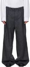 Dries Van Noten Navy Wool Trousers In Black
