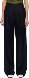 Dries Van Noten Navy Wool Trousers In Blue