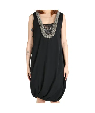 Dries Van Noten Neck Diamond Dress In Black