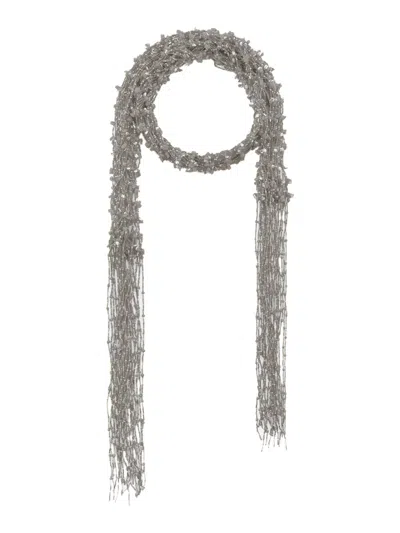 Dries Van Noten Necklace With Embroidered Scarf In Silver