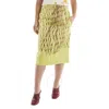 Dries Van Noten Neon Yellow Net Printed Midi Skirt In Yellow