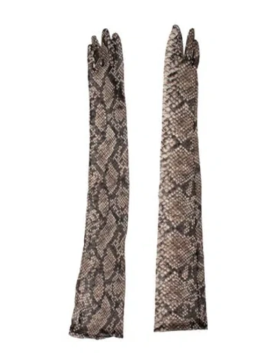 Pre-owned Dries Van Noten Neutral Animal Print Long Gloves