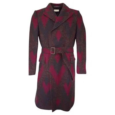 Pre-owned Dries Van Noten New  Zigzag Wool Coat Size M In Black