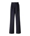 Dries Van Noten High Waist Wide Leg Belted Pleated Jeans In Blue