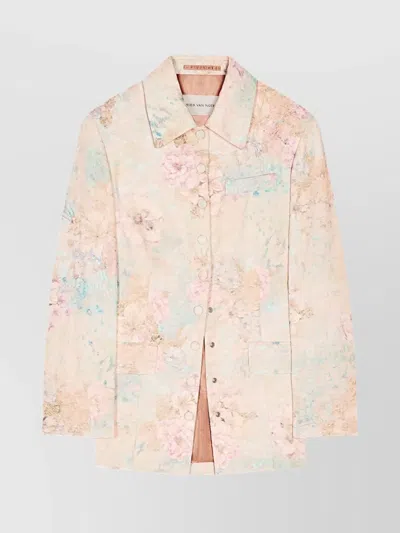 DRIES VAN NOTEN NOTCHED LAPEL FLORAL JACKET WITH POCKETS