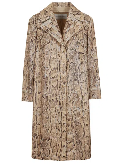Dries Van Noten Nude And Neutral Snake Print Coat