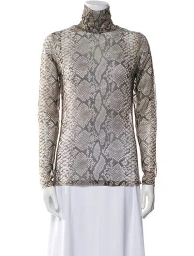 Pre-owned Dries Van Noten Nylon Animal Print Blouse In Neutral