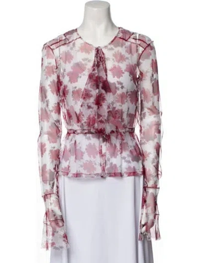 Pre-owned Dries Van Noten Nylon Floral Print Blouse In Red