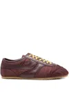 Dries Van Noten Low-top Nylon Running Sneakers With Leather Inserts In Red