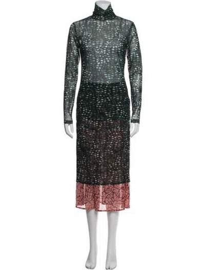Pre-owned Dries Van Noten Nylon Printed Set In Black/green