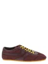 Dries Van Noten Low-top Nylon Running Sneakers With Leather Inserts In Burgundy