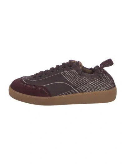 Pre-owned Dries Van Noten Nylon Striped Sneakers In Burgundy