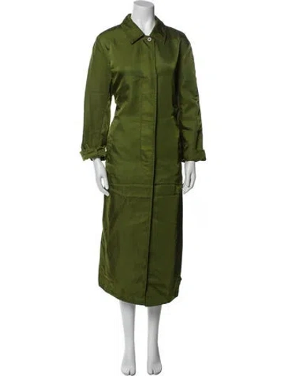 Pre-owned Dries Van Noten Nylon Trench Coat In Green