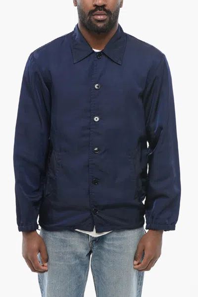 Dries Van Noten Nylon Vorrie Overshirt With Drawstringed Hem In Blue
