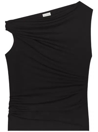 Dries Van Noten Off-shoulder Jersey Top In Black
