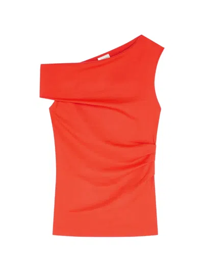 Dries Van Noten Off-shoulder Jersey Top In Orange