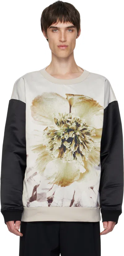 Dries Van Noten Off-white & Black Paneled Sweatshirt In Neutral