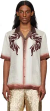 Dries Van Noten Mens Burgundy Embroidered Short-sleeves Woven Shirt In White