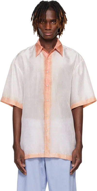 Dries Van Noten Off-white & Pink Silk Shirt In 350 Peach