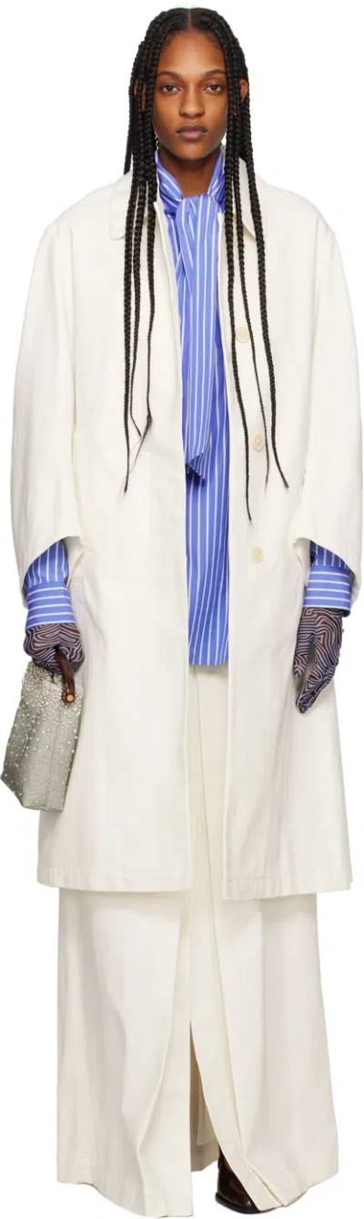 Dries Van Noten Off-white Dropped Shoulder Denim Coat In 8 Off White