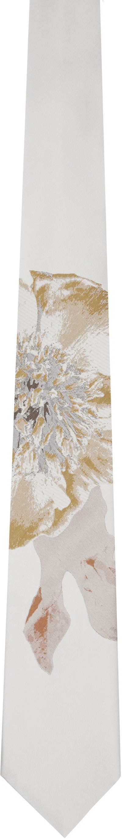 Dries Van Noten Off-white Floral Tie In Neutral