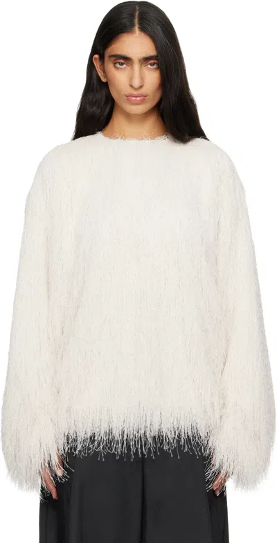 Dries Van Noten Off-white Fringed Cocoon Sweater
