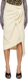 Dries Van Noten Women Ecru Cotton Draped Midi Skirt In Neutral